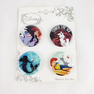 DISNEY Little Mermaid 1" Button Pins, Set of 4